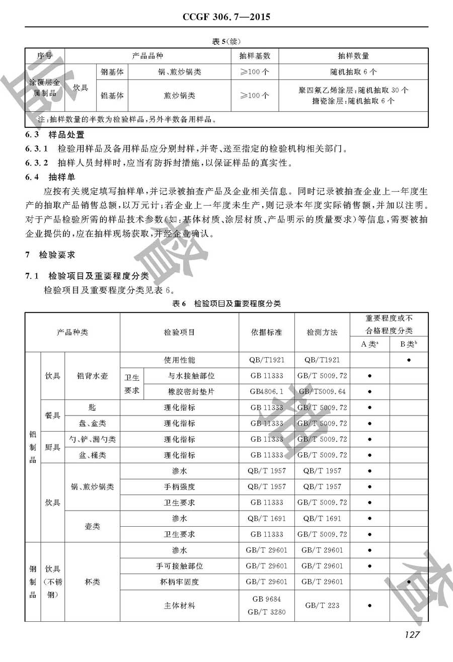 接触食品用金属器皿及工具产品质量监督抽查实施规范